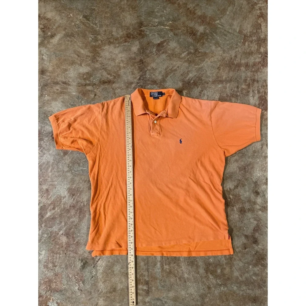 Vintage Polo Ralph Lauren Orange Polo Shirt‎ Navy Pony Logo Men's Sz XL